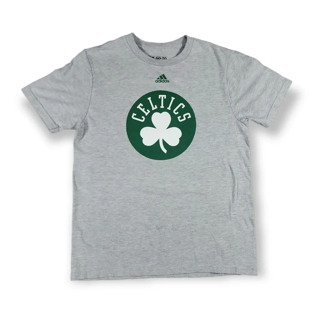 Adidas The Go‎ To Tee Boston Celtics Gray Crew Neck T Shirt Youth Size Large